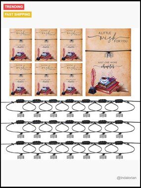 25 Book Charm Bracelets Adjustable Friendship Bracelets Book Lover Gifts for